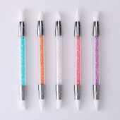 1 kom. Silikonska olovka za rezbarenje s dvostrukom glavom Četkice za crtanje noktiju Alat s kristalnom drškom od dijamanata za alate za DIY gel manikuru