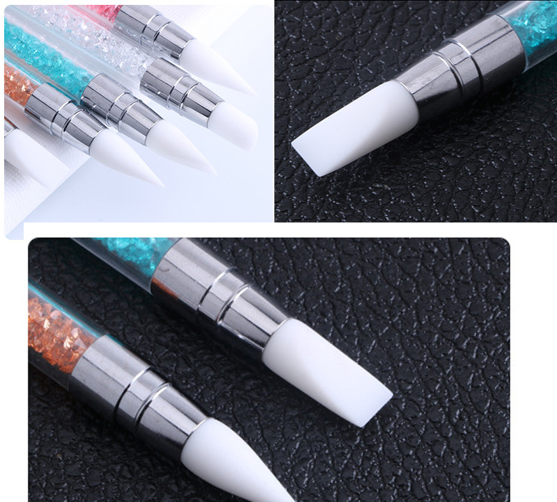 1 kom. Silikonska olovka za rezbarenje s dvostrukom glavom Četkice za crtanje noktiju Alat s kristalnom drškom od dijamanata za alate za DIY gel manikuru