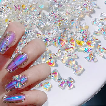 BORN PRETTY 50PCS/чанта Смесен размер Resin Nail Art Charms 3D Nail Rhinestones Glitter Bowknot Аксесоари за декорация на бижута за нокти