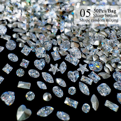 BORN PRETTY 50GAB/Somiņa jaukta izmēra sveķu nagu mākslas piekariņi 3D nagu Rhinestones Glitter Bowknot nagu rotaslietas apdares aksesuāri