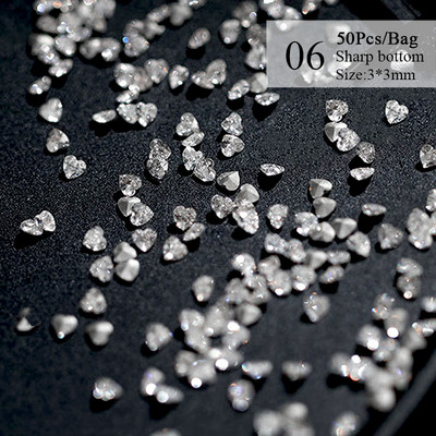 BORN PRETTY 50GAB/Somiņa jaukta izmēra sveķu nagu mākslas piekariņi 3D nagu Rhinestones Glitter Bowknot nagu rotaslietas apdares aksesuāri