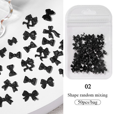 BORN PRETTY 50GAB/Somiņa jaukta izmēra sveķu nagu mākslas piekariņi 3D nagu Rhinestones Glitter Bowknot nagu rotaslietas apdares aksesuāri