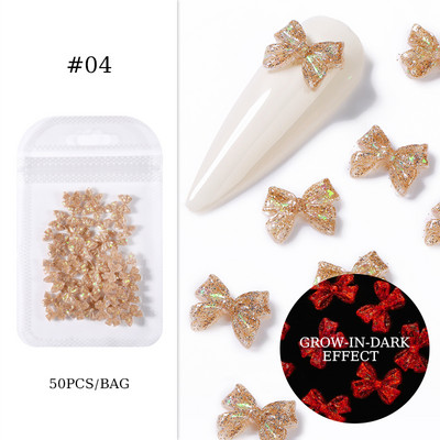 BORN PRETTY 50GAB/Somiņa jaukta izmēra sveķu nagu mākslas piekariņi 3D nagu Rhinestones Glitter Bowknot nagu rotaslietas apdares aksesuāri