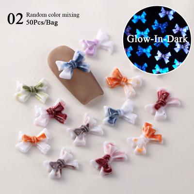 BORN PRETTY 50GAB/Somiņa jaukta izmēra sveķu nagu mākslas piekariņi 3D nagu Rhinestones Glitter Bowknot nagu rotaslietas apdares aksesuāri