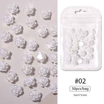 BORN PRETTY 50GAB/Somiņa jaukta izmēra sveķu nagu mākslas piekariņi 3D nagu Rhinestones Glitter Bowknot nagu rotaslietas apdares aksesuāri