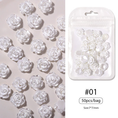 BORN PRETTY 50GAB/Somiņa jaukta izmēra sveķu nagu mākslas piekariņi 3D nagu Rhinestones Glitter Bowknot nagu rotaslietas apdares aksesuāri