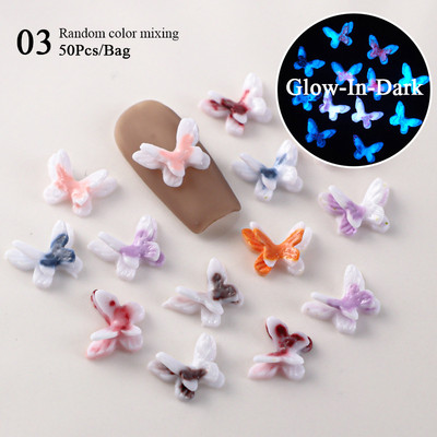 BORN PRETTY 50GAB/Somiņa jaukta izmēra sveķu nagu mākslas piekariņi 3D nagu Rhinestones Glitter Bowknot nagu rotaslietas apdares aksesuāri