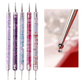 5 bucăți profesionale cu două capete Nail Art Dotting Pen margele de cristal mâner desen pictură autoadeziv strasuri instrumente de manichiură