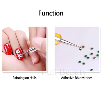 5 бр. Професионална двустранна писалка за рисуване на нокти, кристални мъниста, дръжка, рисуване, рисуване, самозалепващи се кристали, инструменти за маникюр
