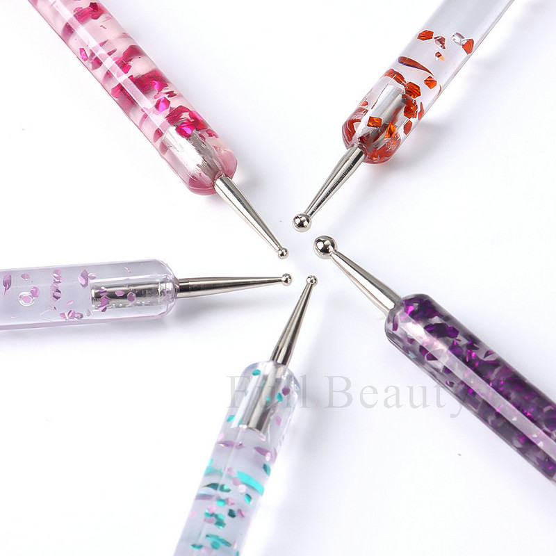 5 bucăți profesionale cu două capete Nail Art Dotting Pen margele de cristal mâner desen pictură autoadeziv strasuri instrumente de manichiură