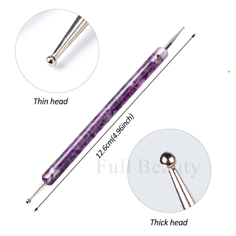 5 bucăți profesionale cu două capete Nail Art Dotting Pen margele de cristal mâner desen pictură autoadeziv strasuri instrumente de manichiură