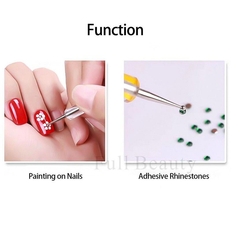 5 bucăți profesionale cu două capete Nail Art Dotting Pen margele de cristal mâner desen pictură autoadeziv strasuri instrumente de manichiură