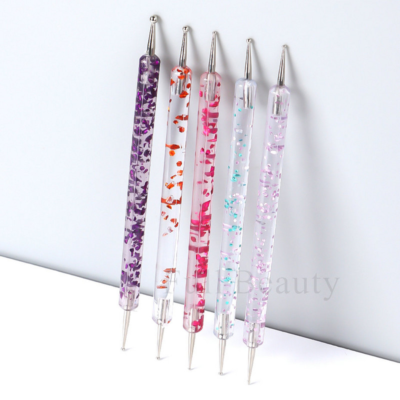 5 bucăți profesionale cu două capete Nail Art Dotting Pen margele de cristal mâner desen pictură autoadeziv strasuri instrumente de manichiură
