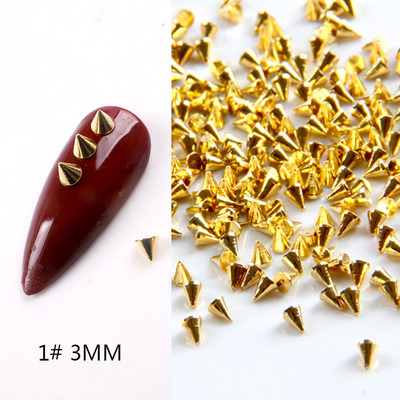 TSZS 1/2/3mm tapas Metāla kniedes Zelts Sudrabs Melns Mākslas piekariņi Tiny Stick konuss Nagu daļas Plankumi Amatniecība DIY Dekorācijas