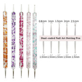 5pcs/set Nail Art Dotting Pen Crystal Beads Drška Dual-ended Crtanje Slikanje Rhinestones Više veličina Bušilica Alati za Manikuru