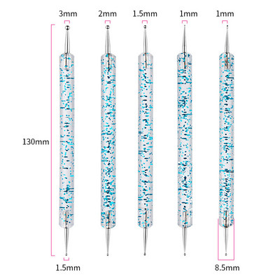 5pcs/set Nail Art Dotting Pen Crystal Beads Drška Dual-ended Crtanje Slikanje Rhinestones Više veličina Bušilica Alati za Manikuru