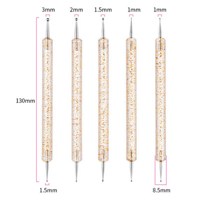 5pcs/set Nail Art Dotting Pen Crystal Beads Drška Dual-ended Crtanje Slikanje Rhinestones Više veličina Bušilica Alati za Manikuru
