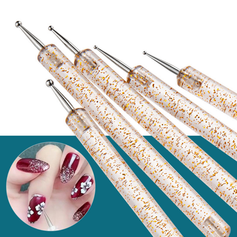 5pcs/set Nail Art Dotting Pen Crystal Beads Drška Dual-ended Crtanje Slikanje Rhinestones Više veličina Bušilica Alati za Manikuru