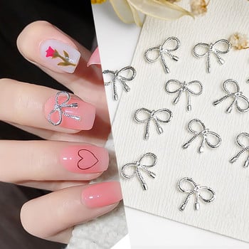 1 чанта Bowknot Flower Shaped Metal Gold Silver Nail Charms Mixed 3D Nail Rhinestone Decoration Блестящи аксесоари за маникюр за нокти