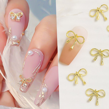 1 чанта Bowknot Flower Shaped Metal Gold Silver Nail Charms Mixed 3D Nail Rhinestone Decoration Блестящи аксесоари за маникюр за нокти