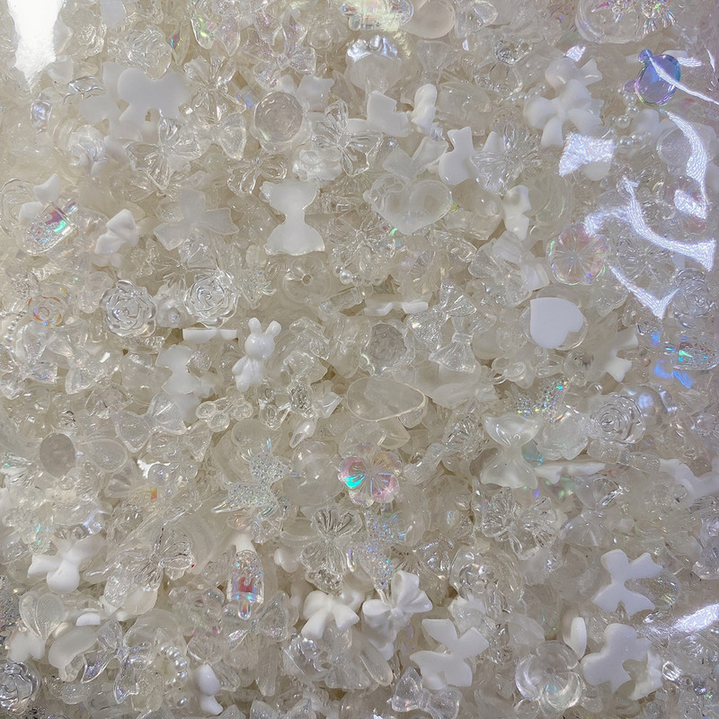 50 komada mješovitih dizajna privjesaka za nokte Sjajne Aurora mašne u obliku cvjetnih kamenčića za nokte 3D smolasti cvijet Nail Art Decorations Dijelovi