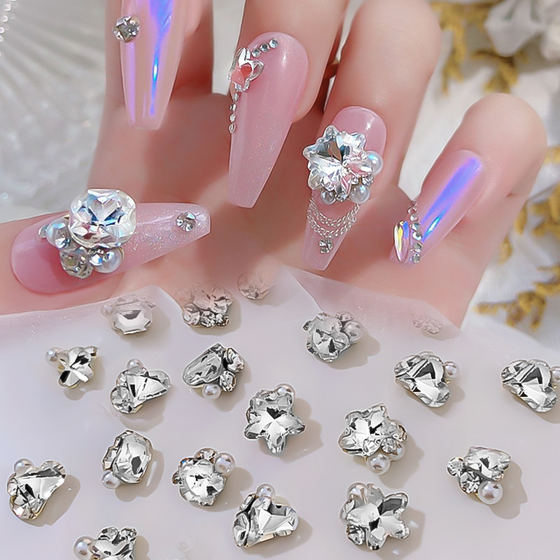 1 Vrećica Žele prozirni dijamant za nokte posebnog oblika Art Šarm Srce Okruglo stakleno drago kamenje 3D pribor za ukrašavanje noktiju