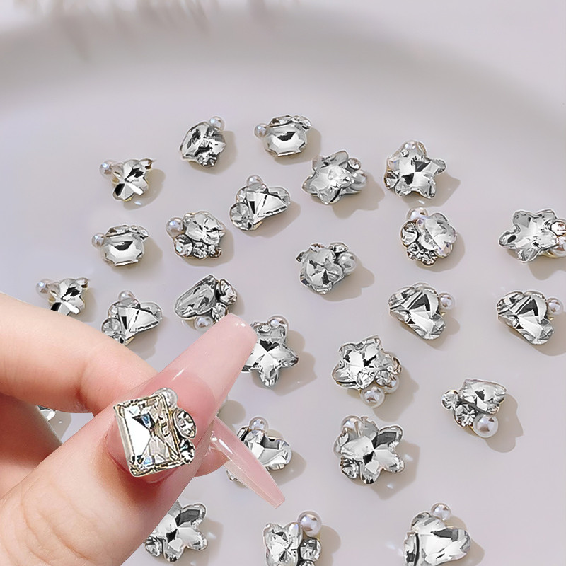 1 Vrećica Žele prozirni dijamant za nokte posebnog oblika Art Šarm Srce Okruglo stakleno drago kamenje 3D pribor za ukrašavanje noktiju