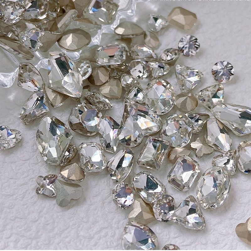 1 Vrećica Žele prozirni dijamant za nokte posebnog oblika Art Šarm Srce Okruglo stakleno drago kamenje 3D pribor za ukrašavanje noktiju