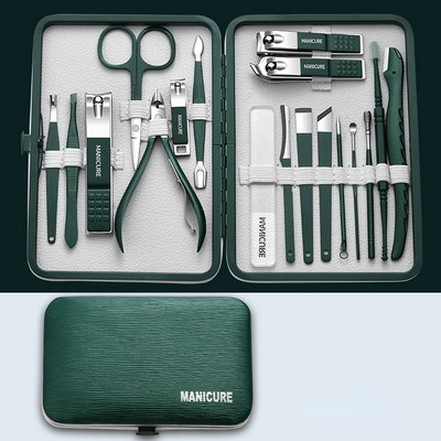 8-18gab/komplekts Nagu griezēju komplekts Nerūsējošā tērauda nagu griezēju komplekts ar salokāmu maisiņu Manikīra komplekti Šķēres Aplauzums Skaistumkopšanas rīks
