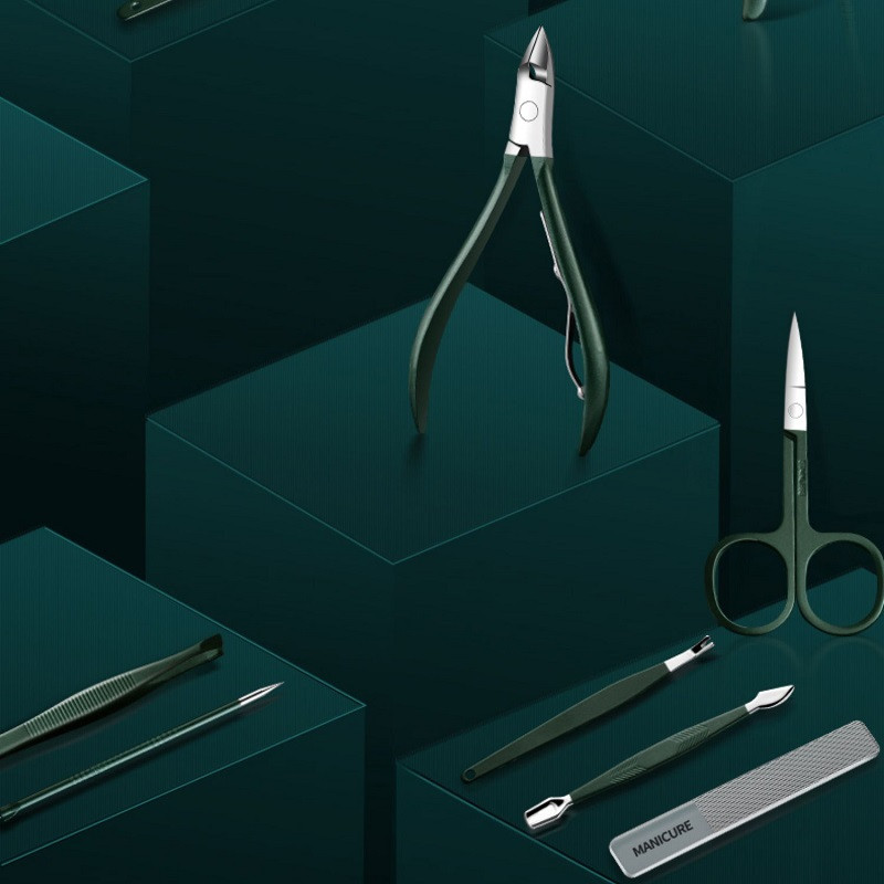 8-18gab/komplekts Nagu griezēju komplekts Nerūsējošā tērauda nagu griezēju komplekts ar salokāmu maisiņu Manikīra komplekti Šķēres Aplauzums Skaistumkopšanas rīks
