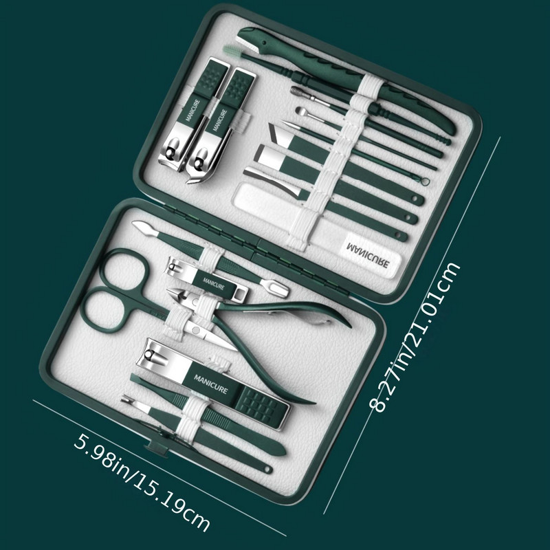 8-18gab/komplekts Nagu griezēju komplekts Nerūsējošā tērauda nagu griezēju komplekts ar salokāmu maisiņu Manikīra komplekti Šķēres Aplauzums Skaistumkopšanas rīks