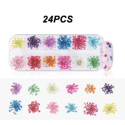 10 τμχ 3D Dried Flower Nails Art Decorations Natural Floral Nail Charms Σετ κοσμημάτων Νυχιών Προμήθειες για Επαγγελματίες Αξεσουάρ