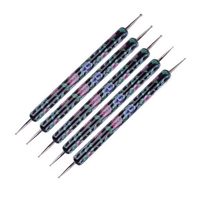 Divvirzienu marmorēšanas pildspalva, jaukts dizains, profesionāla nagu māksla, manikīra instrumenti, 5 gab.