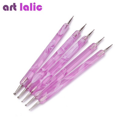 Divvirzienu marmorēšanas pildspalva, jaukts dizains, profesionāla nagu māksla, manikīra instrumenti, 5 gab.