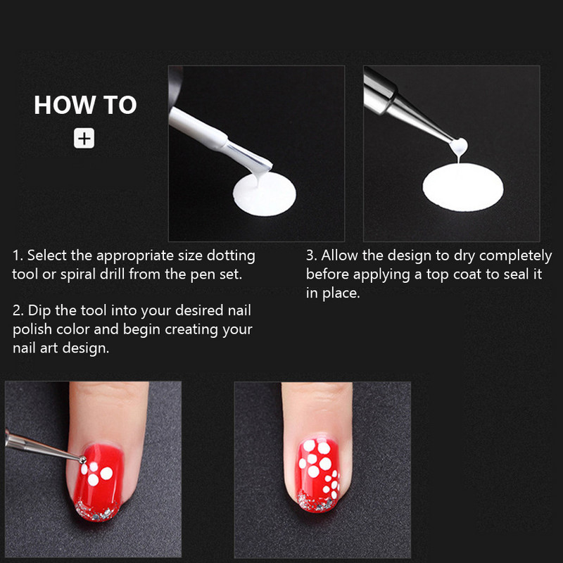 Divvirzienu marmorēšanas pildspalva, jaukts dizains, profesionāla nagu māksla, manikīra instrumenti, 5 gab.