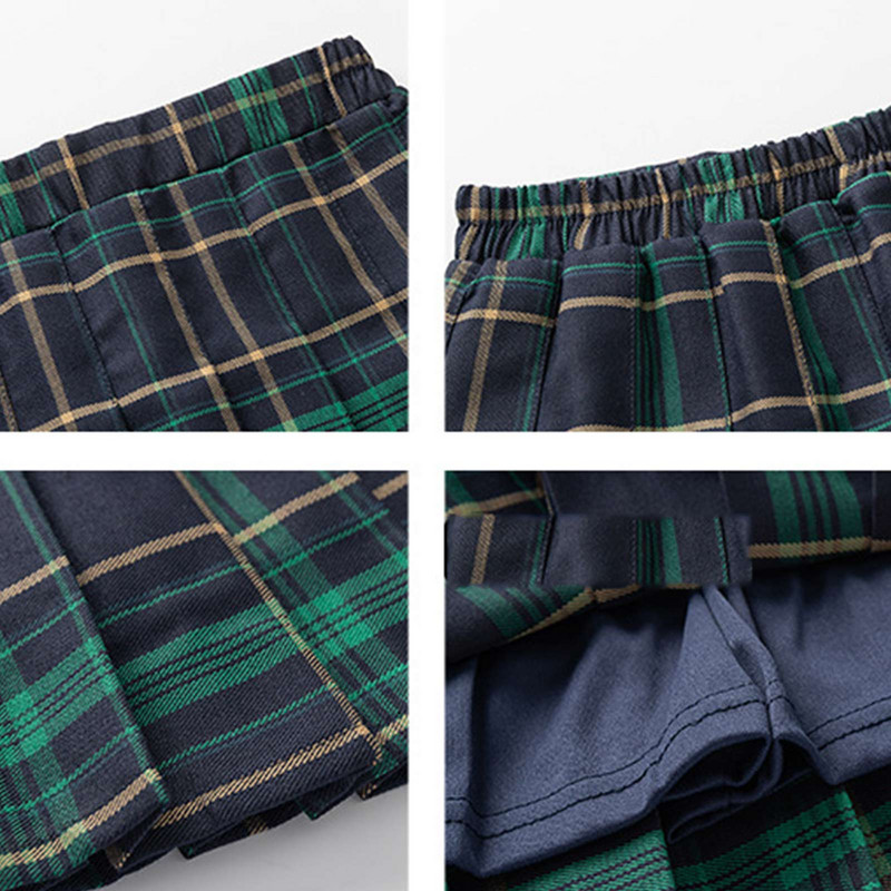 Plisirana teniska suknja za djevojčice Školske uniforme Mini suknja s kariranim printom na pruge s podstavom Kratke hlače A-kroja Klizačke plisirane suknje