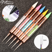 ANGNYA Rose Gold Dual Head Akrils Metāla Punktveida vaska Pildspalva Rhinestones Gem Picker Crystal Picking Nail Art Kniedes DIY Point Tools