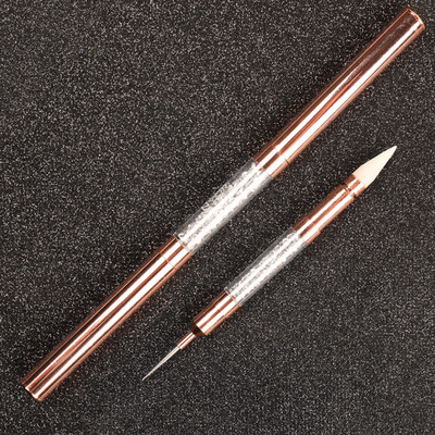 ANGNYA Rose Gold Dual Head Akrils Metāla Punktveida vaska Pildspalva Rhinestones Gem Picker Crystal Picking Nail Art Kniedes DIY Point Tools