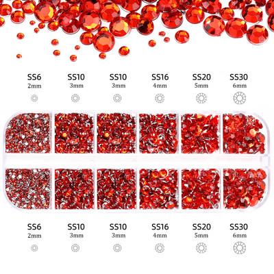 Hot Selling 12 Grids Nail Art Rhinestones Σετ κοσμημάτων Πολύχρωμα Flatback Nail Charms Διαμάντια 3D Αξεσουάρ νυχιών