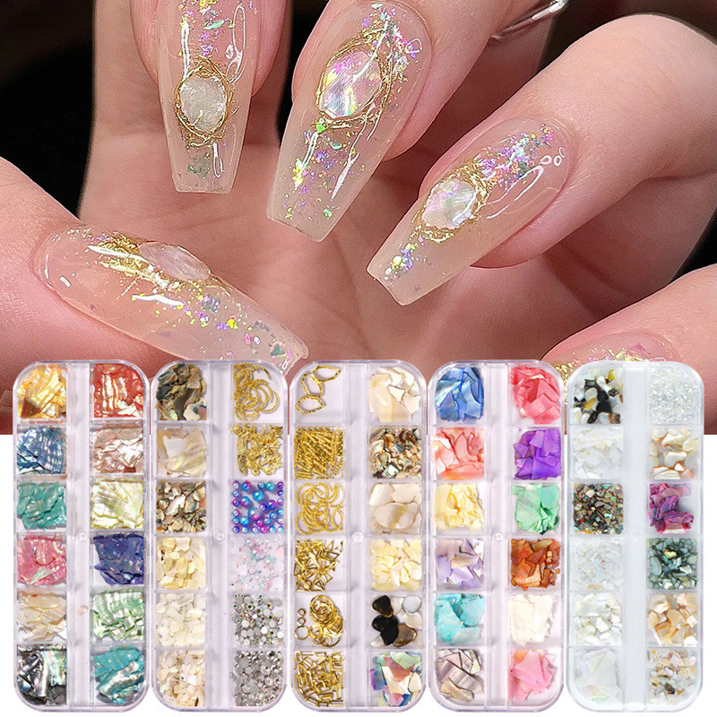 Nail Art Aurora Shell Flakes Abalone Nails Charms 3D Irregular Slice Shell Stone Sequins Nail Art Decoration Dodatak za manikuru