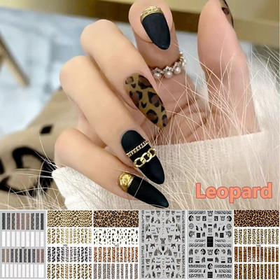 Șarpe Tigru Leopard Model Nail Art Autocolant Transfer de apă Decal Animal Print Nail Wrap Slider Acoperire completă Decorare manichiură