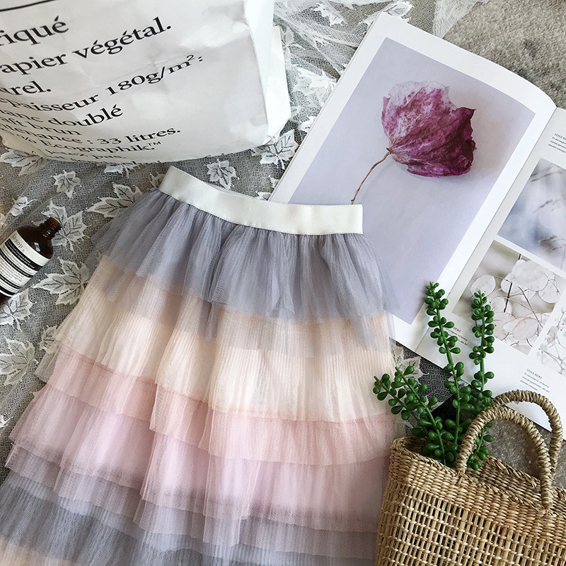 Pavasara meiteņu svārki Vasaras mazuļu bērnu gradienta krāsu garie svārki 2024. gada pavasara jauni saldie bērnu kūku svārki meitenēm daudzpusīgi svārki