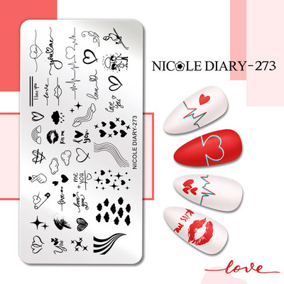 NICOLE DIARY Marmora raksta nagu apzīmogošanas plāksnes attēla veidne franču līnijas abstrakti virpuļi drukas trafarets nagu manikīra rīks