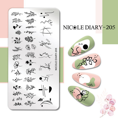 NICOLE DIARY Marmora raksta nagu apzīmogošanas plāksnes attēla veidne franču līnijas abstrakti virpuļi drukas trafarets nagu manikīra rīks