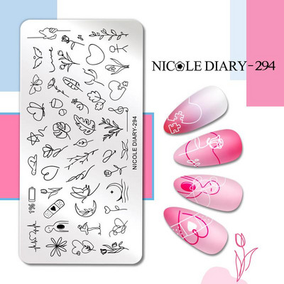 NICOLE DIARY Marmora raksta nagu apzīmogošanas plāksnes attēla veidne franču līnijas abstrakti virpuļi drukas trafarets nagu manikīra rīks