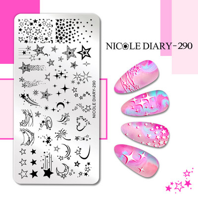 NICOLE DIARY Marmora raksta nagu apzīmogošanas plāksnes attēla veidne franču līnijas abstrakti virpuļi drukas trafarets nagu manikīra rīks