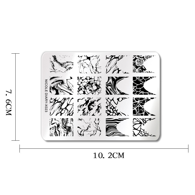 NICOLE DIARY Marmora raksta nagu apzīmogošanas plāksnes attēla veidne franču līnijas abstrakti virpuļi drukas trafarets nagu manikīra rīks
