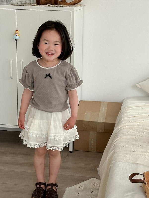 22204 Odjeća za bebe Novo ljeto 2024 Jednobojna dječja suknja od čipke Spajanje slatke suknje za djevojčice od 1 do 7 godina