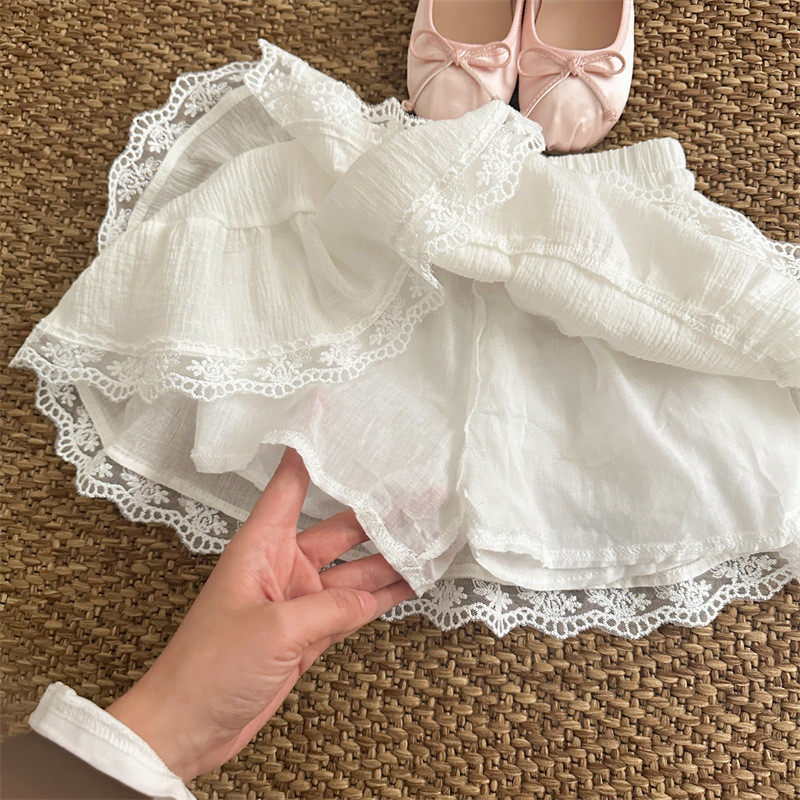 22204 Odjeća za bebe Novo ljeto 2024 Jednobojna dječja suknja od čipke Spajanje slatke suknje za djevojčice od 1 do 7 godina