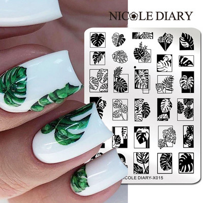 NICOLE DIARY Πλάκες σφράγισης πεταλούδας νυχιών λουλουδιών λουλουδιών με λουλούδια με στένσιλ Πρότυπο σφραγίδας νυχιών Εργαλείο εκτύπωσης νυχιών